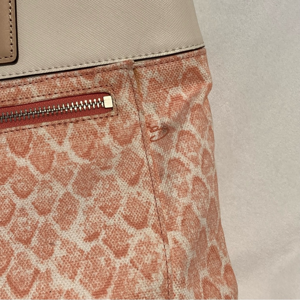 Coach Resort Tote Bag Canvas Pink Snake Print Cream Leather y2k F27783 - Picture 2 of 15
